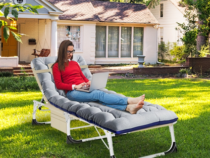 Folding Chaise Lounge Chair for Outdoor Tanning – 5-Position Adjustable Sunbathing Lounger with Face Hole for Pool, Beach & Backyard – Standard & Oversize Available