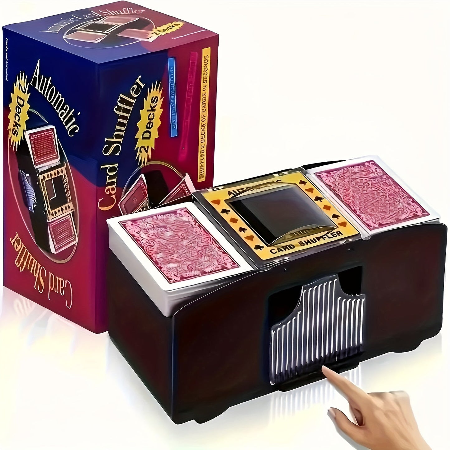 Automatic Card Shuffler 2 4 6 Deck | Battery Powered Transparent Design | Easy One-Button Operation for Poker Family Game Night Card Games | Durable Plastic Ages 14+ Normal Type