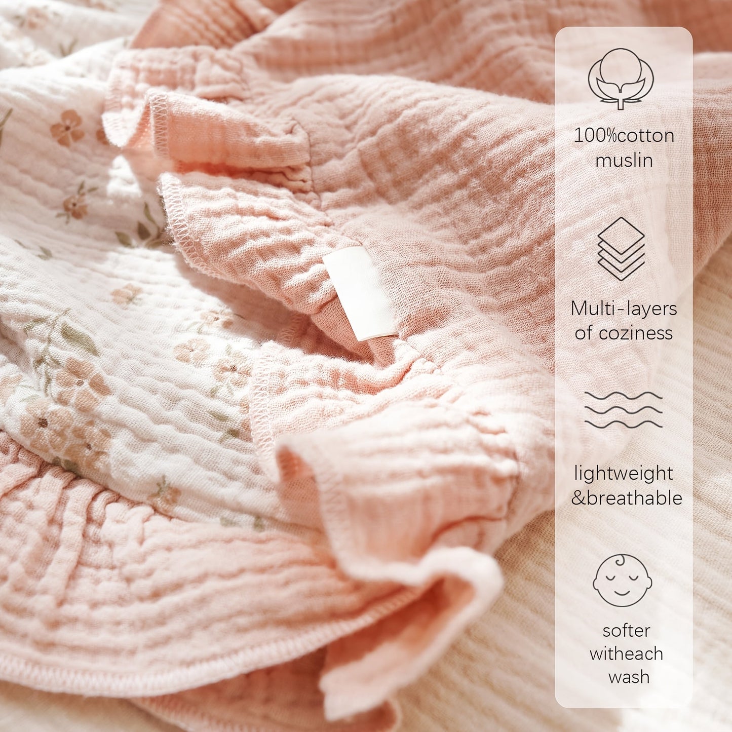 Muslin Baby Blanket - Flounce Cotton Receiving Cover