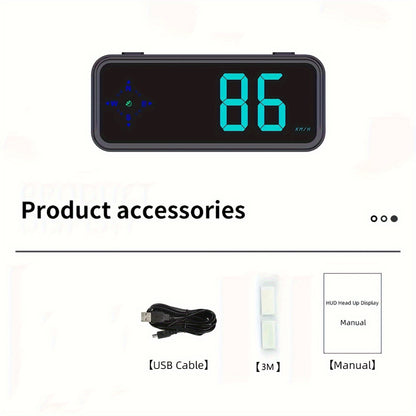 Latest GPS HUD Digital Speedometer, Plug And Play for All Cars, Big Font, KM/H MPH Switch, Multiple Color Displays, Without Battery