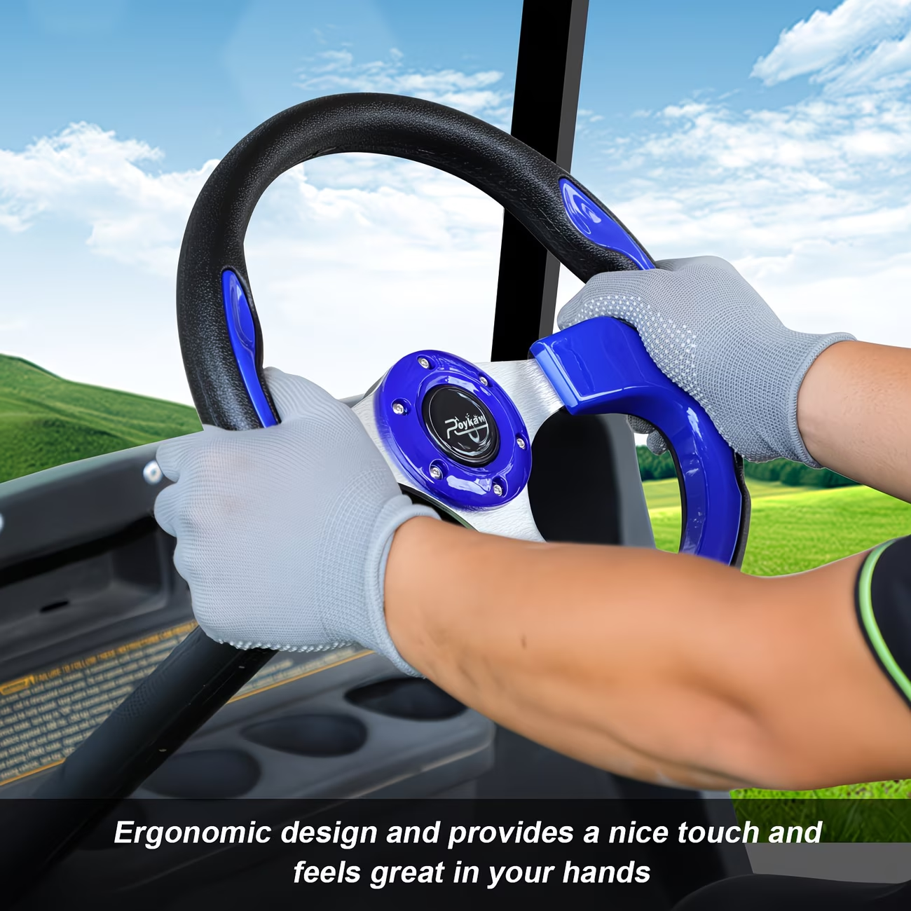 Golf Cart Steering Wheel 12.5 Inch Universal Fit – Compatible with Club Car DS Precedent Tempo, EZGO RXV TXT, Yamaha G29 Drive & Drive 2 | Upgrade Replacement Wheel