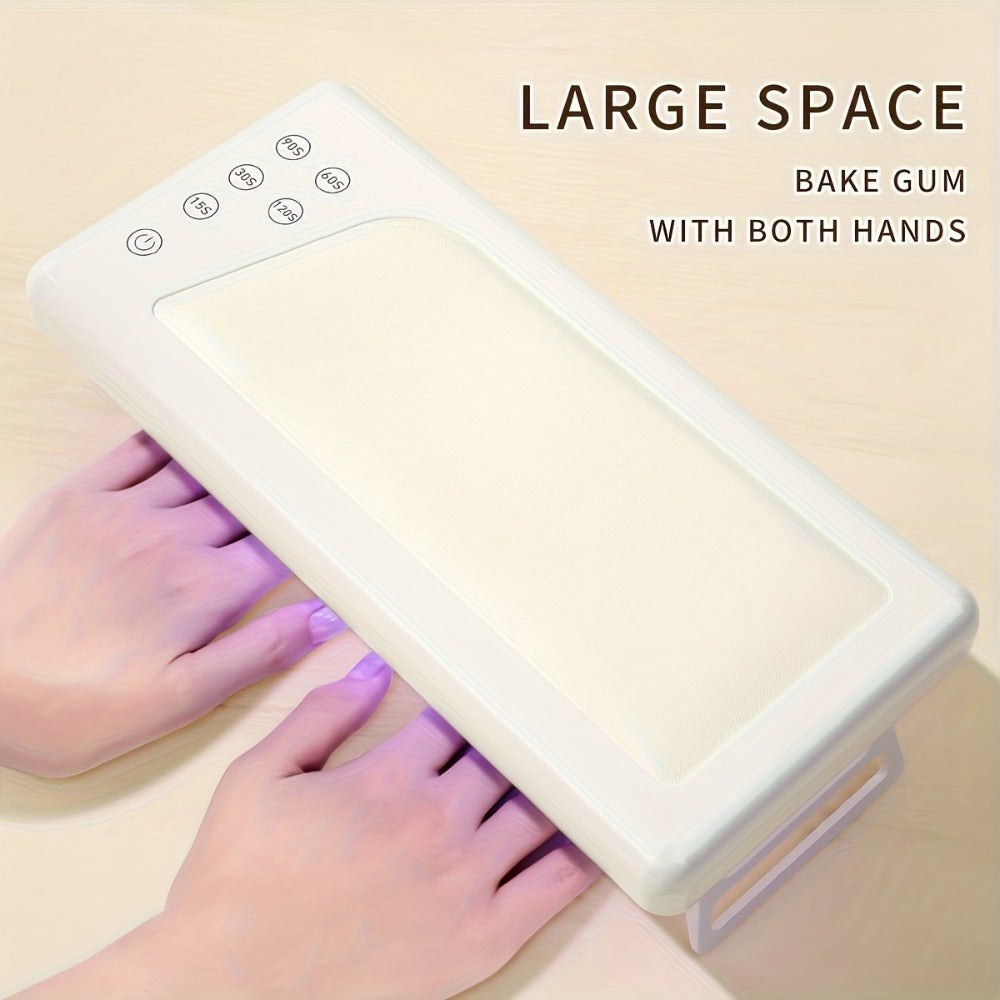 LED Nail Lamp with Hand Pillow Wrist Rest – Square Fast Gel Polish Curing Light for Fingernails & Toenails | Ergonomic Nail Dryer for Home & Salon, Wide Coverage UV LED Nail Light, White