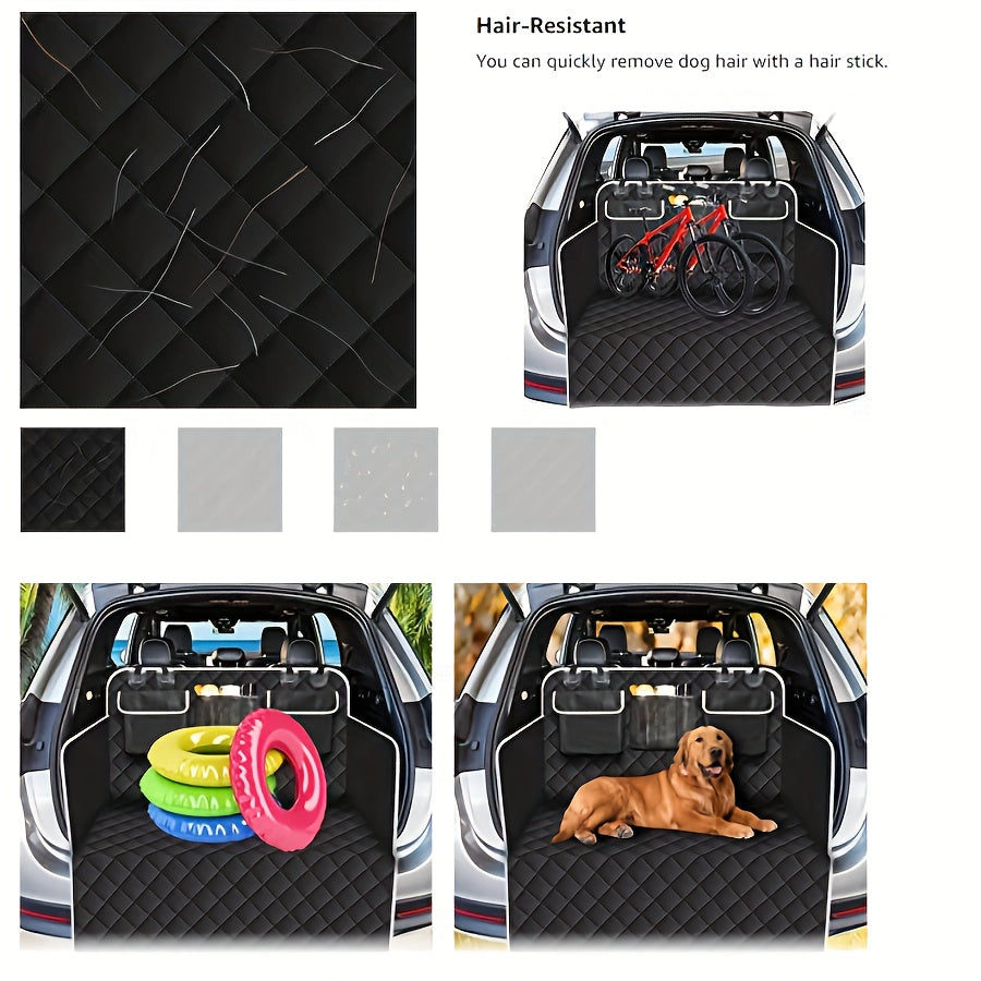 SUV Cargo Liner for Dogs, Pet Cargo Cover Dog Seat Mat for SUVs Sedans Vans with Bumper Flap Protector, Non-Slip, Large Size  Fit, Black