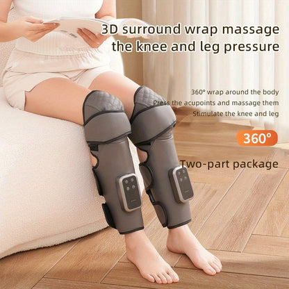 Knee Massager with Heat – Electric Air Compression Knee Wrap, 3 Heating Levels & 3 Massage Modes, USB Rechargeable Cordless Knee Brace Massager for Arthritis, Joint Pain Relief & Muscle Recovery