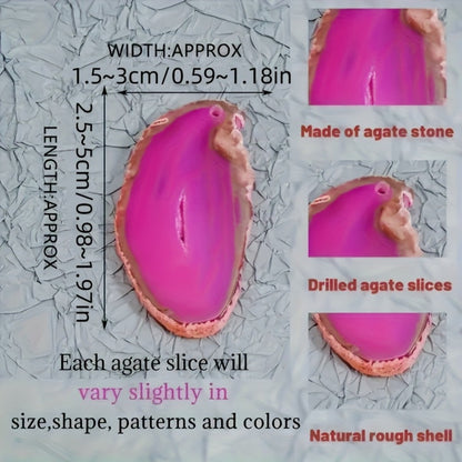 Natural Agate Slices Pendants 20pcs - Mixed Colors Polished Stone Drilled Beads for Jewelry Making, Wind Chime & DIY Crafts