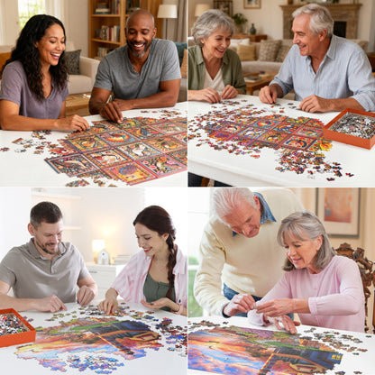 1000 Piece Jigsaw Puzzles for Adults 3 Pack – Sunset Lighthouse, Bird Crochet & Moroccan Pottery Set, Precision-Cut Brain Teaser Family Puzzle, Birthday Christmas Gift for Women Men Puzzle Lovers