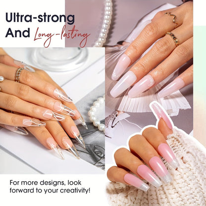 Builder Gel Nail Extension Set 6 Colors 0.51oz Each Crystal Clear White Milky Jelly Light Pink Pink Nude - Alcohol-Free UV LED Self-Leveling Salon Quality Nail Art Kit for Women Extensions Overlays French Manicure