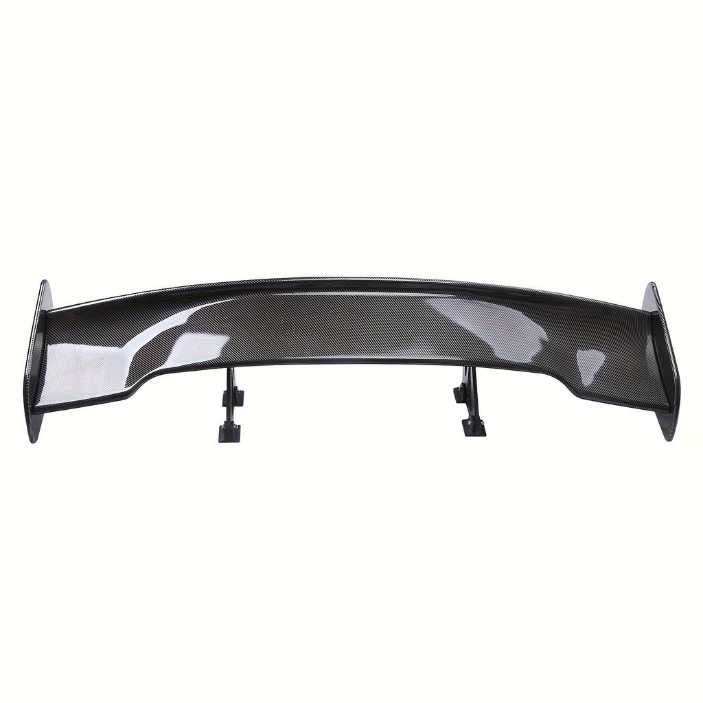 Universal Adjustable GT GTR Style Rear Sport Spoiler Racing Wing - 46.4inch - Glossy Black or Carbon Style - For 99% Sedan Cars - Tuning Accessories - Tail Air Deflector Dam Trunk Lip -  Perfect Gift for Car Enthusiasts
