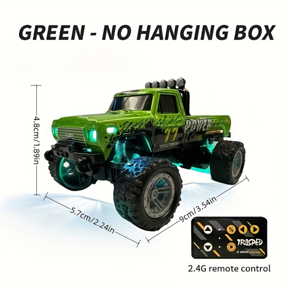 Mini RC Car 1/64 Scale High-Speed Off-Road Monster Truck – 2.4GHz Alloy Die-Cast Remote Control Car with Shock Absorber, All-Terrain Climbing RC Toy Gift for Kids Adults Boys