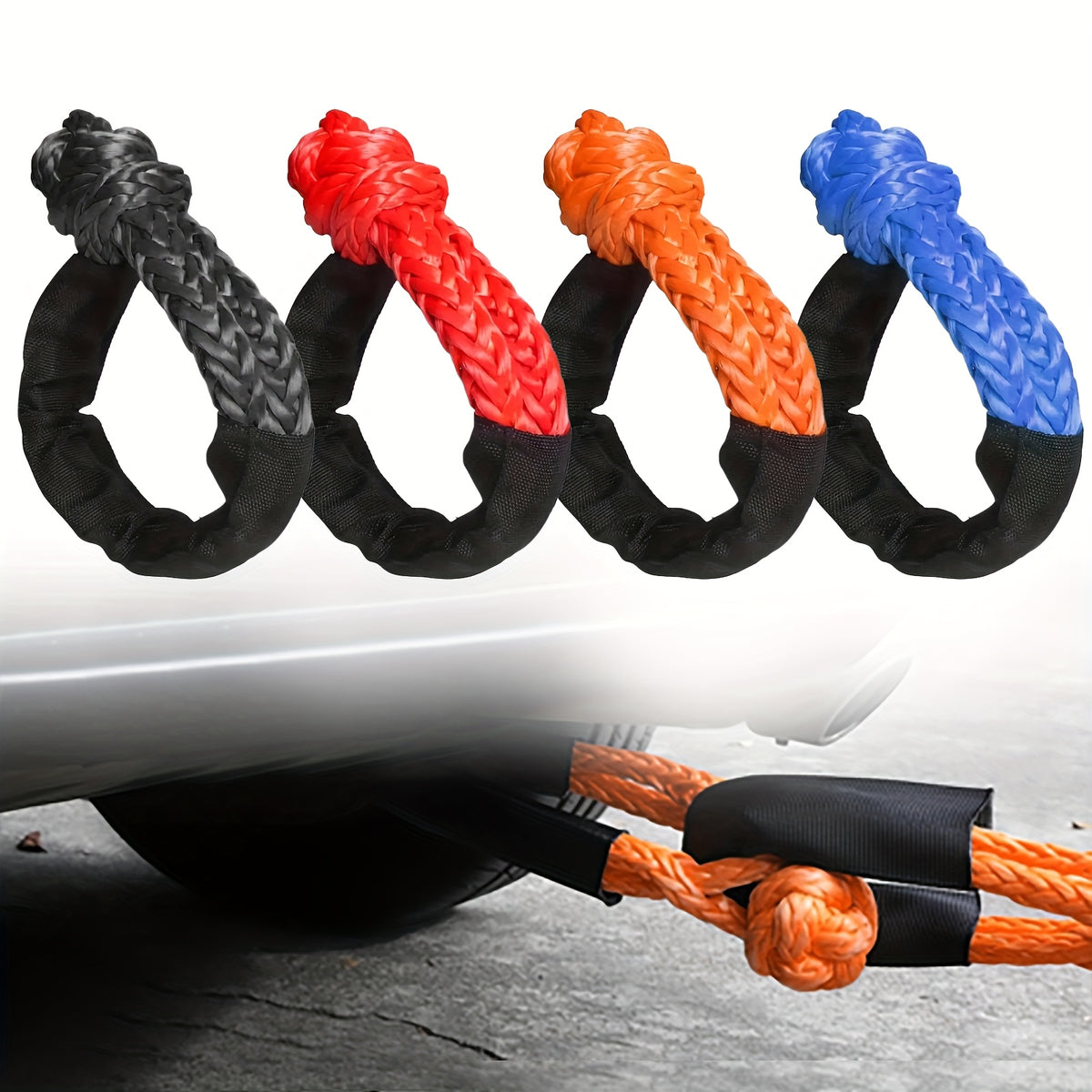 Synthetic Soft Shackle Rope, 56000 Lbs Breaking Strength with Protective Sleeve, Heavy Duty Tow Shackles for Off-Road, Truck, Jeep, SUV, UTV, ATV