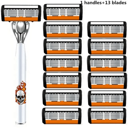 Men's Safety Razor with Replacement Blades - Anti-Slip Stainless Steel Handle Shaver for Beard & Sideburns, Classic Style Wet Shaving Razor, Multiple Blade Bundle Options