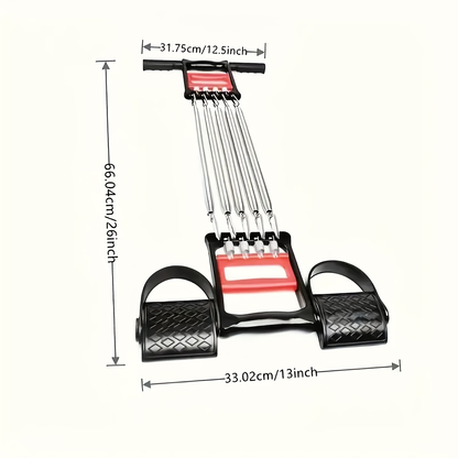 Resistance Band Foot Pedal Puller Multifunctional Stainless Steel Chest Expander Adjustable Tension Arm Shoulder Muscle Trainer for Home Gym Bodybuilding Strength Workout Sit-Up Exercise