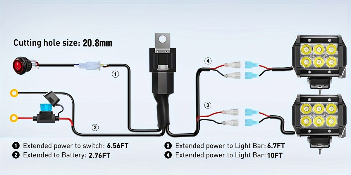 2pcs 18W Spot Driving Fog Light Off Road Led Lights Bar 2" Tow Hitch Bracket With Wiring Harness Kit -2 Leads, Without Battery