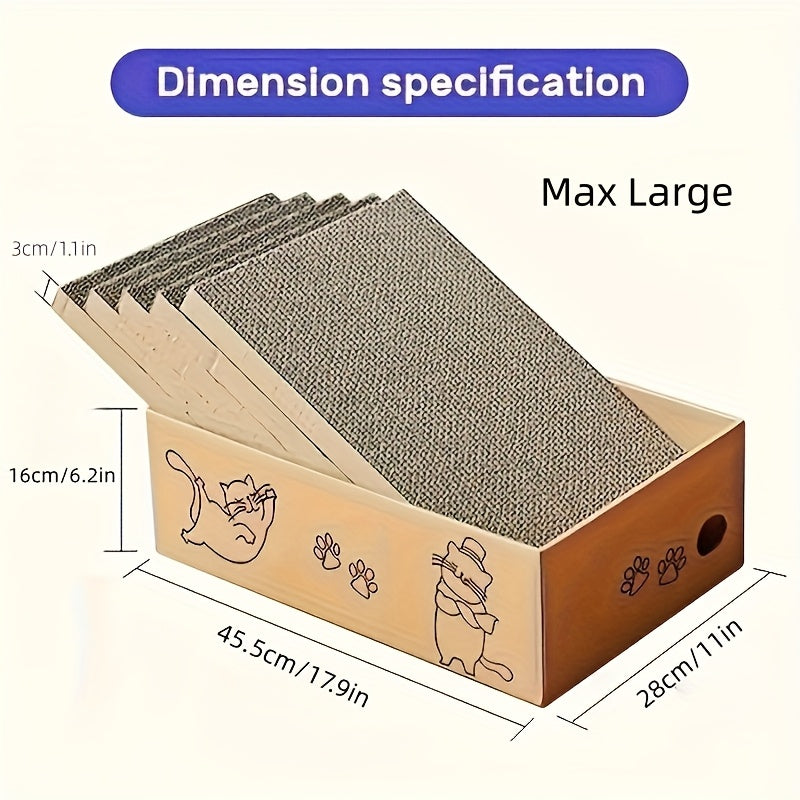 Cardboard Cat Scratching Board 5pcs Reversible Extra Large with Box Indoor Cat Scratch Pad Sofa Resting Playing Lounge Set Regular and XL