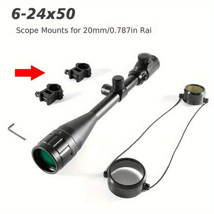 6-24X50 AO Rifle Scope with Illuminated Red Green Reticle, Long Range Hunting Scope for 20mm Picatinny Rail Mount, Tactical Optical Sight for Shooting & Outdoor Use
