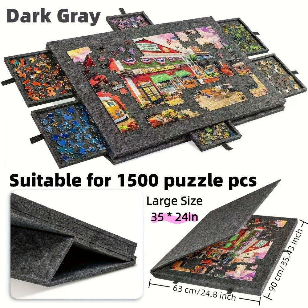 Jigsaw Puzzle Board with Drawers & Storage for 1000 & 1500 Piece Puzzles – Portable Non-Slip Puzzle Table Mat, Multiple Sizes & Colors, Perfect Gift for Puzzle Lovers & Adults