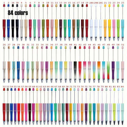 Beadable Pens Bulk 40/60pcs, DIY Bead Ballpoint Pens with Black Ink Shaft, Assorted Random Colors for DIY Crafts, School Office Teachers Bridal Shower Graduation Gifts