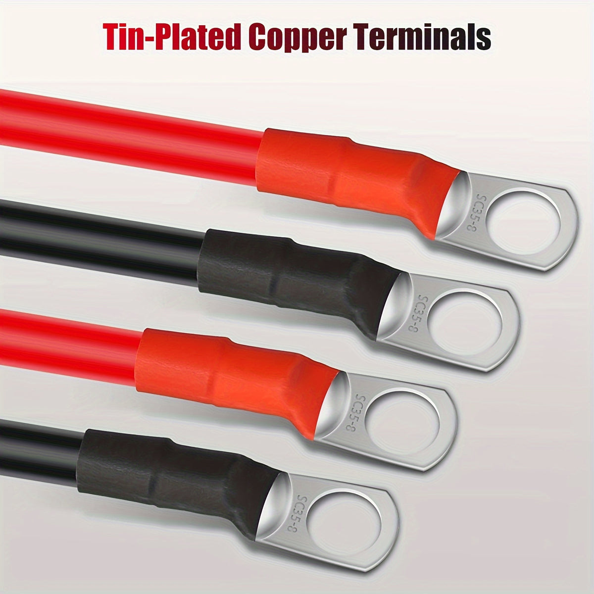 2pcs Battery Cable, 15cm/6inch 2AWG Gauge Copper Battery Power Inverter Leads, with 5/16" Lugs Ring Terminals, Ideal for Automotive, Truck, RV, Yacht, Solar, Emergency Backup, Farm, Ranch