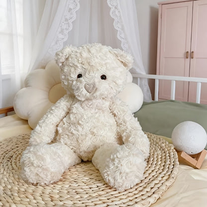 White Teddy Bear Plush Loving Heart – Soft Cute Stuffed Animal for Baby Girls Women, Kawaii Bear Toy, Birthday Valentine's Day Christmas Baby Shower Holiday Gift for Kids Toddlers