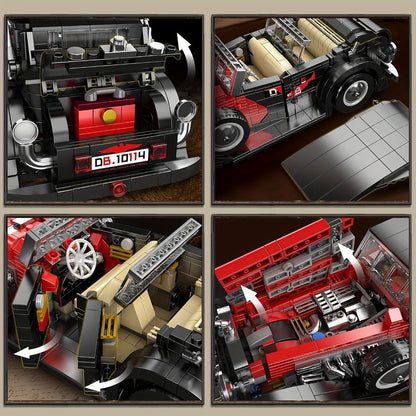 Mould King 10114 Vintage Classic Car Building Blocks Set 1308 Pcs – MOC Retro Car Collectible Display Model for Adults Teens Car Enthusiasts Birthday Christmas Father's Day Gift