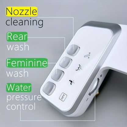 Bidet Toilet Seat Attachment – Non-Electric Mechanical Bidet with Rear Wash, Adjustable Water Pressure, Self-Cleaning Nozzle, Brass T-Adapter & Metal Hose for US & Canada Toilets