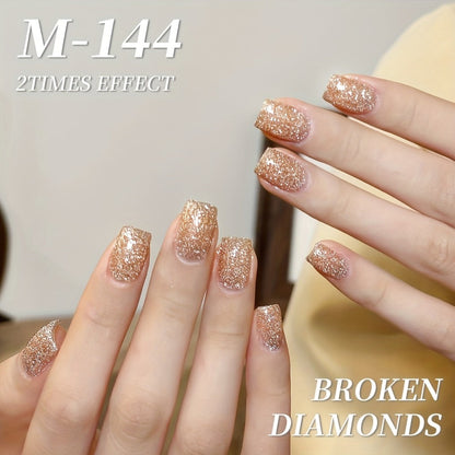 Glitter Gel Nail Polish Set 5 Colors Pastel Sparkling Diamond Shimmer – Soak-Off LED UV Semi-Permanent Gel Varnish Photo Frame Bottle Spring Summer Nail Art Kit for Women Home Salon Manicure Gift