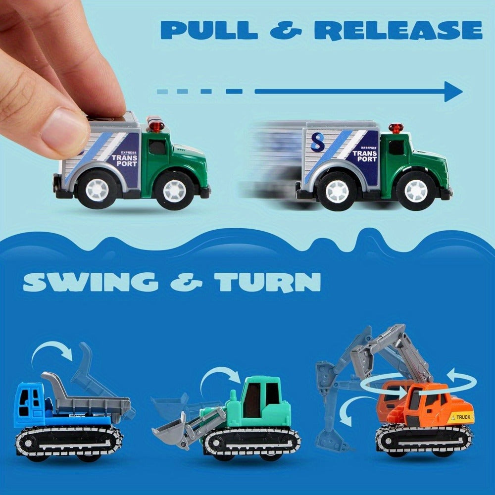 25PCS Pull Back Cars & Trucks Toy Vehicle Set for Kids – Fire Truck, Police Car, School Bus & More, Party Favors, Easter Basket Stuffers, Birthday Christmas Gift for Boys & Girls