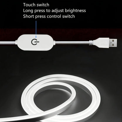 LED Neon Light Strip Touch Dimmer USB Flexible Ambient Glow Strip Lights for Vanity Mirror Bathroom Mirror Live Streaming Fill Light Bedroom Decor White Warm White 118in 196in 2pcs