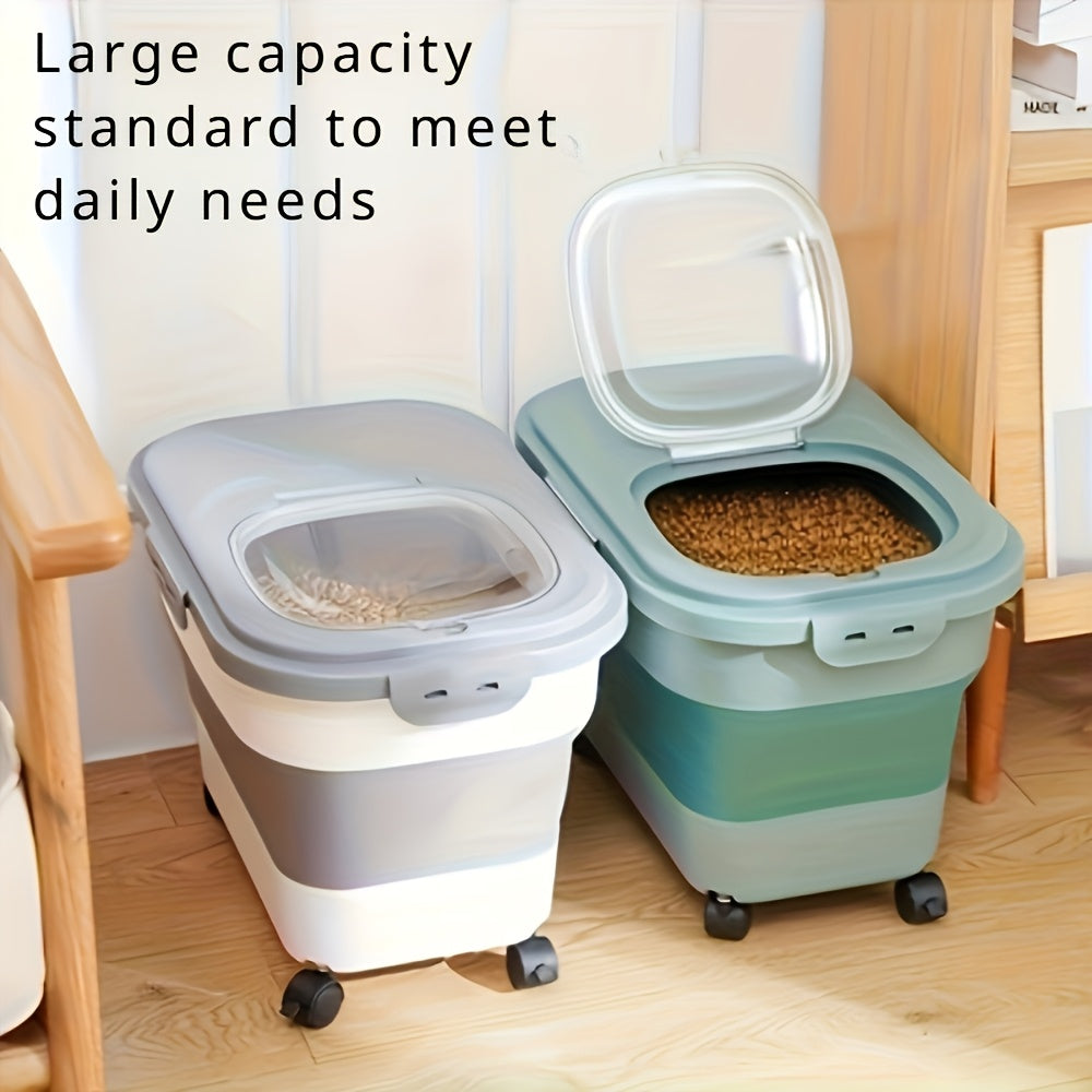 Pet Food Storage Container with Wheels – Large Capacity Airtight Sealed Bin, Moisture & Insect Proof with Measuring Cup for Cat & Dog Dry Food