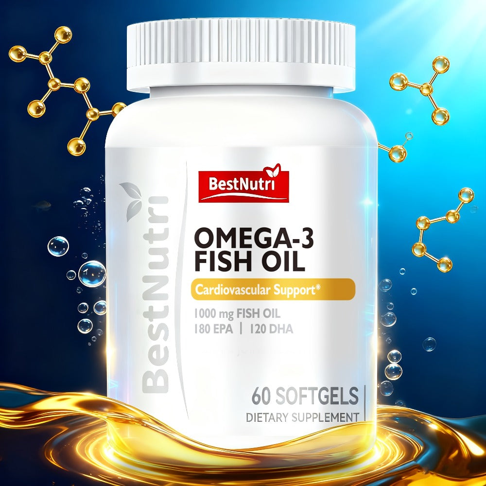 Omega-3 Fish Oil 2000mg Softgels with EPA & DHA — Cold-Extracted CGMP Certified | Brain Vitality Heart Health Anti-Inflammatory Support | For Adults & Young Adults | 60 or 90 Softgels