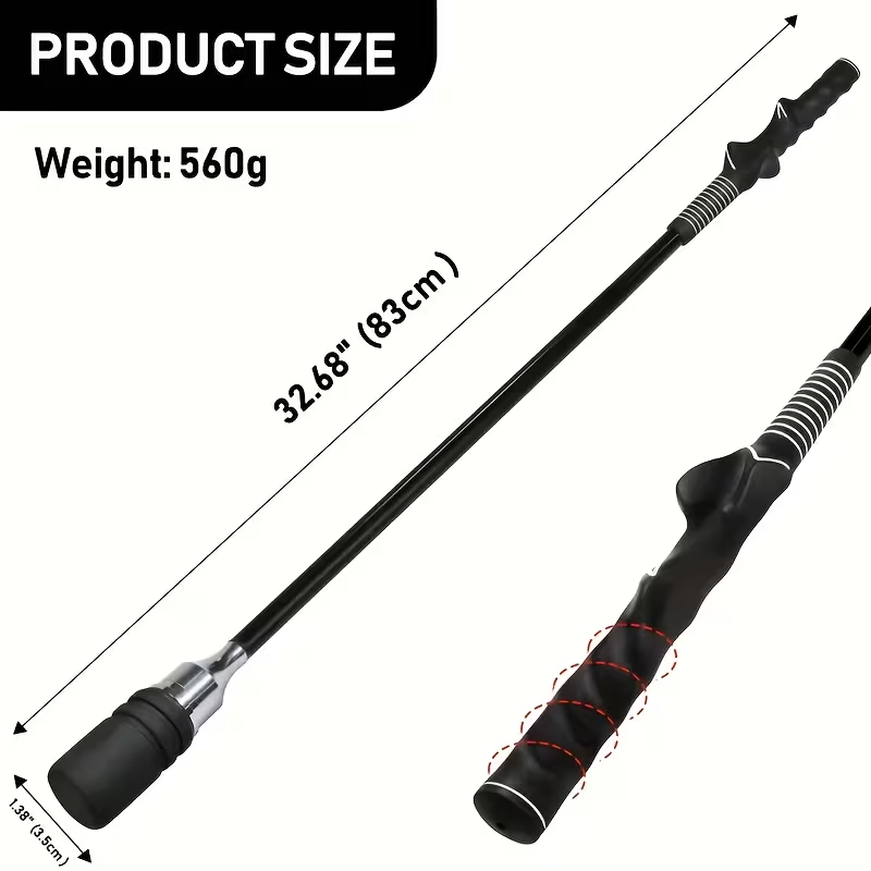 Golf Swing Trainer Aid – Black Stainless Steel Practice Stick for Men & Women, Builds Strength, Flexibility & Swing Rhythm, Perfect for Warm-Up, Off-Season Training & Skill Improvement