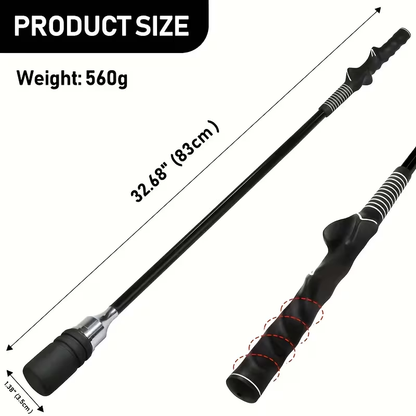 Golf Swing Trainer Aid – Black Stainless Steel Practice Stick for Men & Women, Builds Strength, Flexibility & Swing Rhythm, Perfect for Warm-Up, Off-Season Training & Skill Improvement