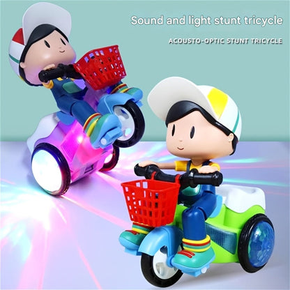 Kids Electric Tricycle Toy Motorcycle with 360° Rotation & Luminous Lights – Push & Power Dual-Mode Stunt Vehicle for Toddlers Boys Girls, Birthday Christmas Gift (Multiple Colors)