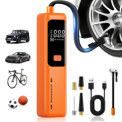 Cordless Tire Inflator Portable Air Compressor – USB-C Rechargeable, Digital Gauge, 3X Fast Inflation for Car Tires, Bikes, Motorcycles & Sports Balls