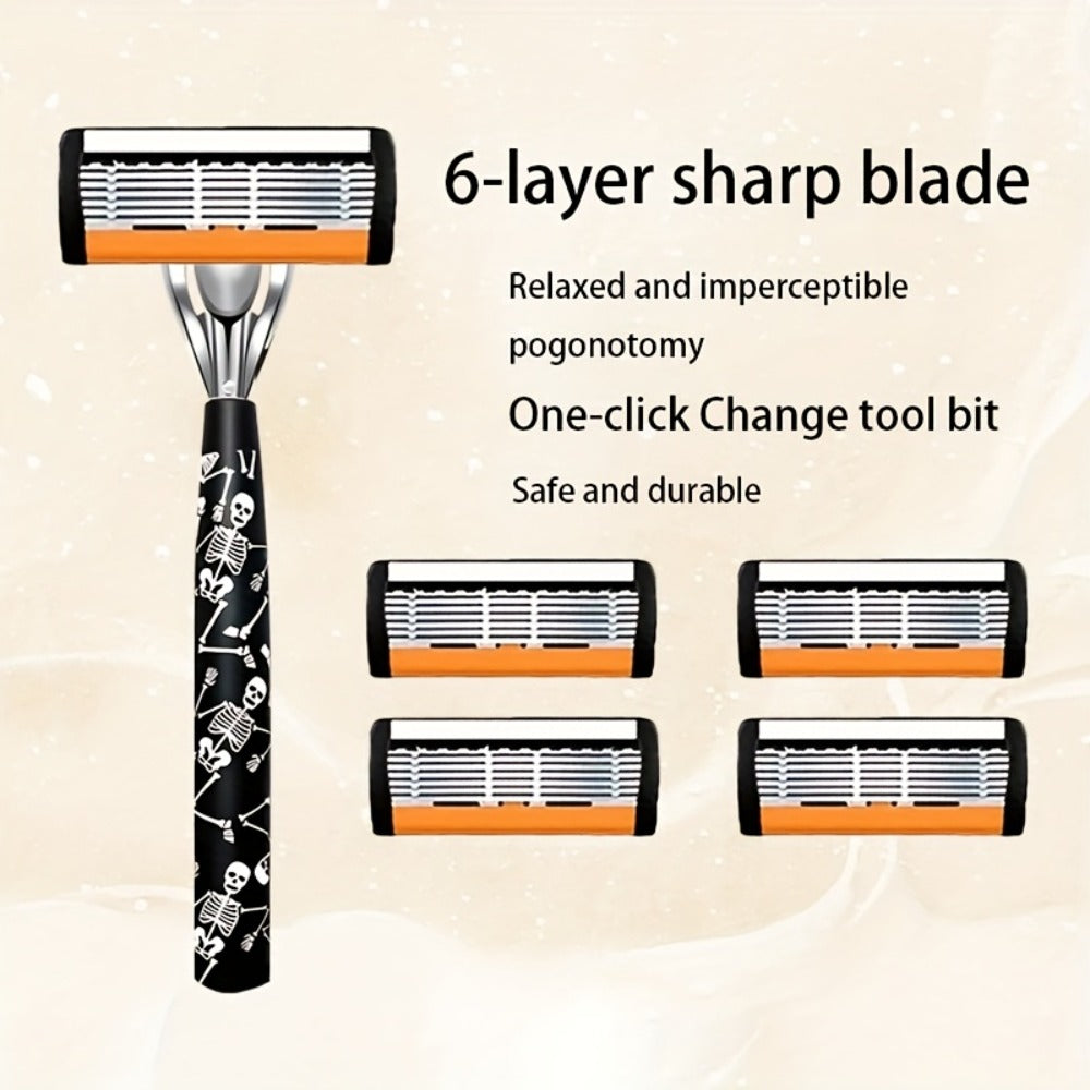 Safety Razor for Men 7-Layer Progressive Blades — Non-Slip Stainless Steel Handle Classic Double Edge Razor for Beard & Mustache Grooming, 1 or 2 Handle + 15–36 Blade Pack Options