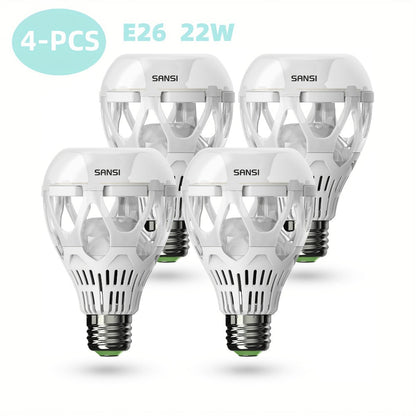 A21 LED Light Bulb 22W 3000 Lumens 200W Equivalent High Brightness Non-Dimmable – E26 Base 3000K Warm White & 5000K Daylight for Home Office Garage Workshop Indoor Lighting, 4-Pack