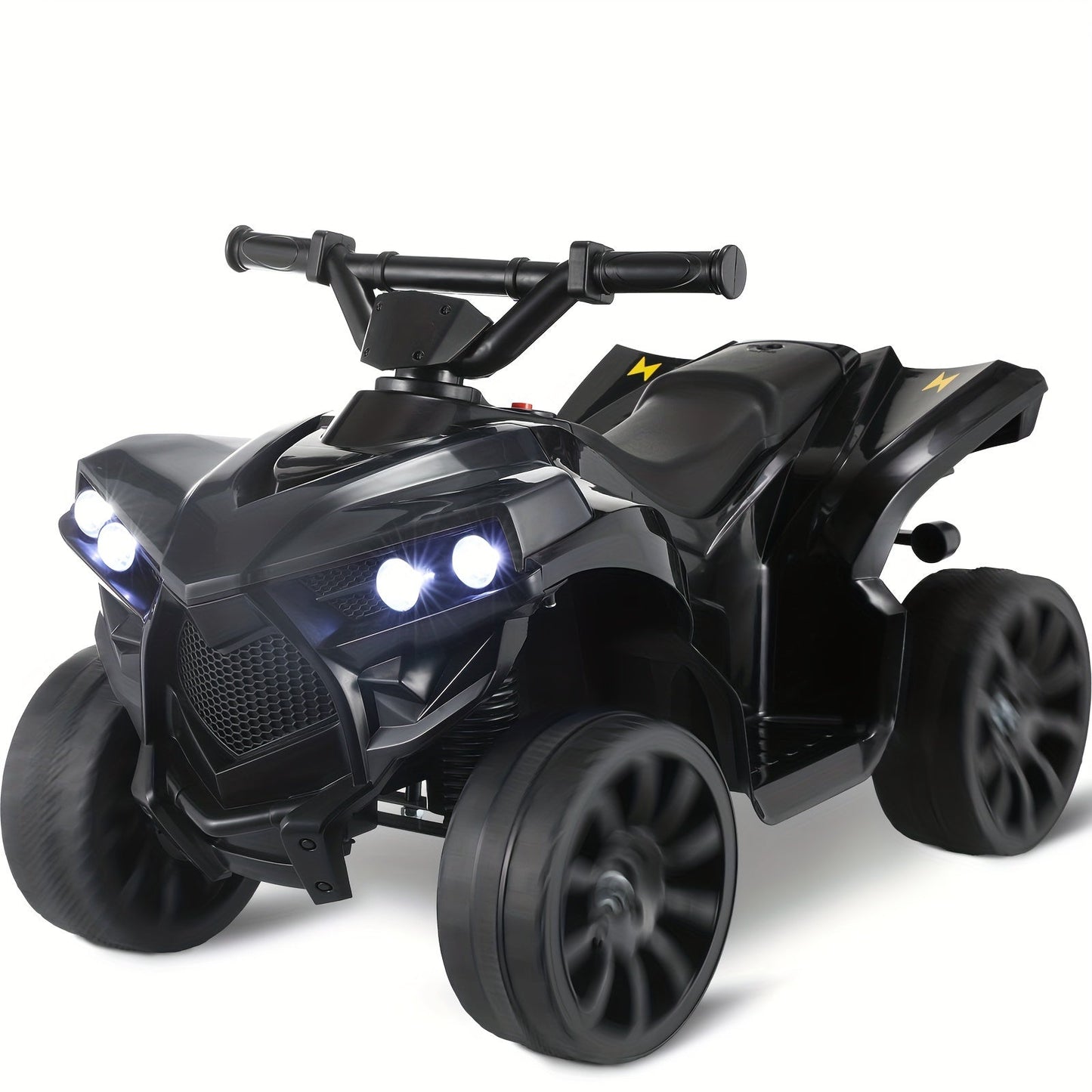 Kids Electric Ride-On ATV 4-Wheeler Quad with LED Headlights Foot Pedal Accelerator Anti-Slip Tires 55 lbs Capacity Outdoor Birthday Gift for Boys Girls Ages 3+ Black Red Blue Pink