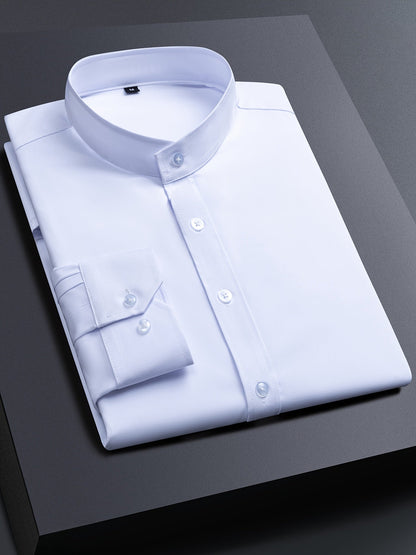 Men's Solid Long Sleeve Henley Shirt - Stretch