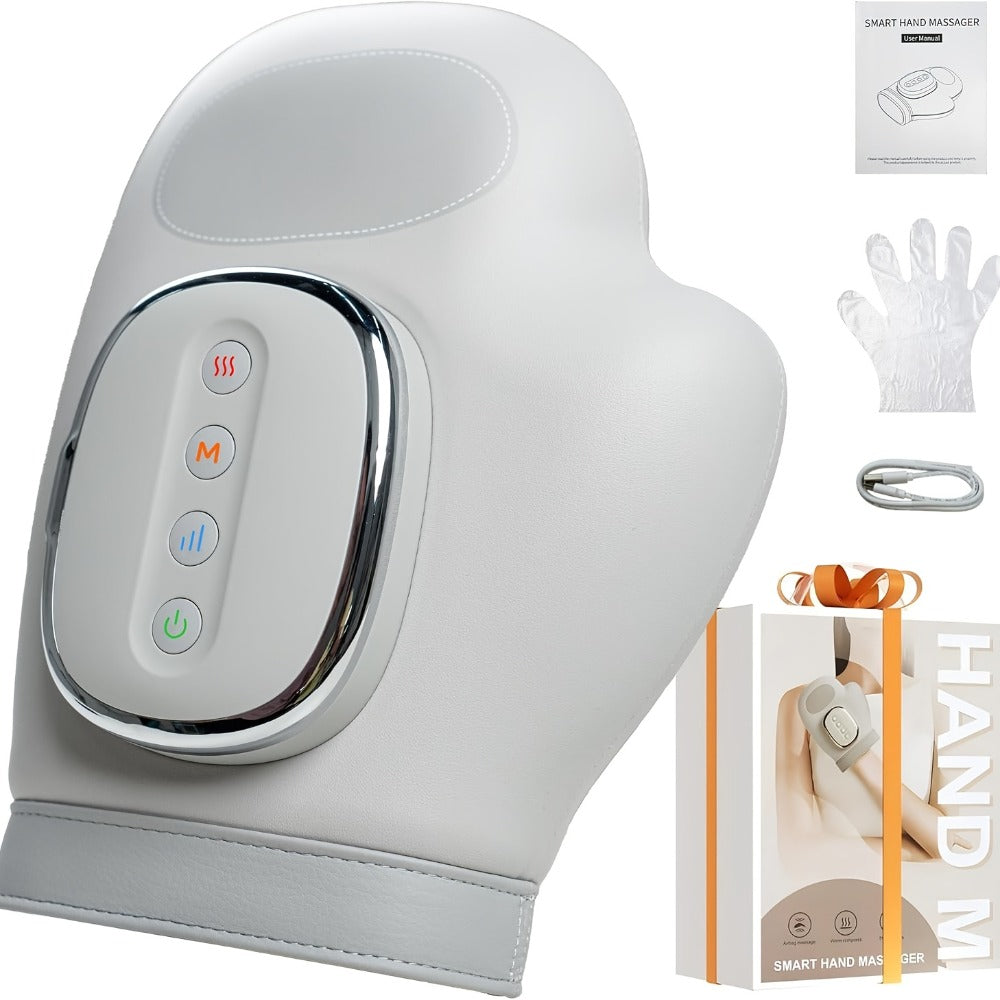 Hand Massager with Heat & Air Pressure – 3D Shiatsu Kneading 6 Modes Rechargeable Portable Hand Massager for Arthritis Pain Relief, Ideal for Office Workers Seniors & Gamers, Finger & Palm Massager