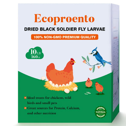 Non-GMO Dried Black Soldier Fly Larvae 5LB & 10LB - 85X More Calcium Than Mealworms, High Protein BSFL Treats for Chickens, Ducks, Wild Birds & Turtles