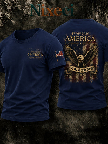 Men's Patriotic T-Shirt - Crew Neck Short Sleeve Everyday Style 086373