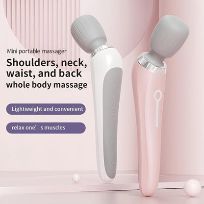 5-Speed USB Rechargeable Handheld Electric Massager Wand — Full Body Vibration Massage for Neck Back Shoulders Legs Waist Foot, Portable Cordless Relaxation Tool Gift for Women Men Athletes Seniors