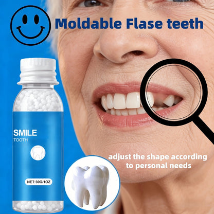 Moldable Fake Teeth Kit for Adults & Seniors – Temporary Dental Veneers Missing Tooth Filling Repair Snap On Teeth Natural-Looking Smile Makeover Halloween Christmas Unisex