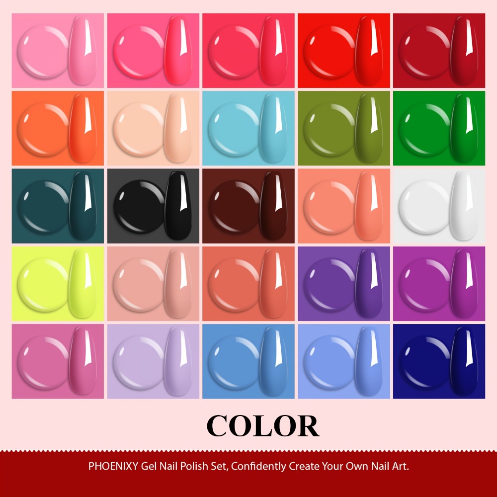 Gel Nail Polish Set 30 Pcs Pure Soak Off — Base Coat, Glossy, Matte & Golden Glitter Top Coat | UV LED Complete Home Salon Nail Kit for Women | Long-Lasting Chip-Resistant Finish
