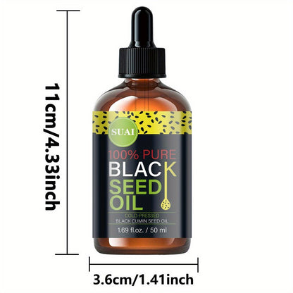Black Seed Oil 100% Pure Cold Pressed Multi-Use Moisturizing Firming Skincare Oil for Face Body Hair Nails Eyelashes Natural Plant Extract All Skin Types Daily Skincare Routine