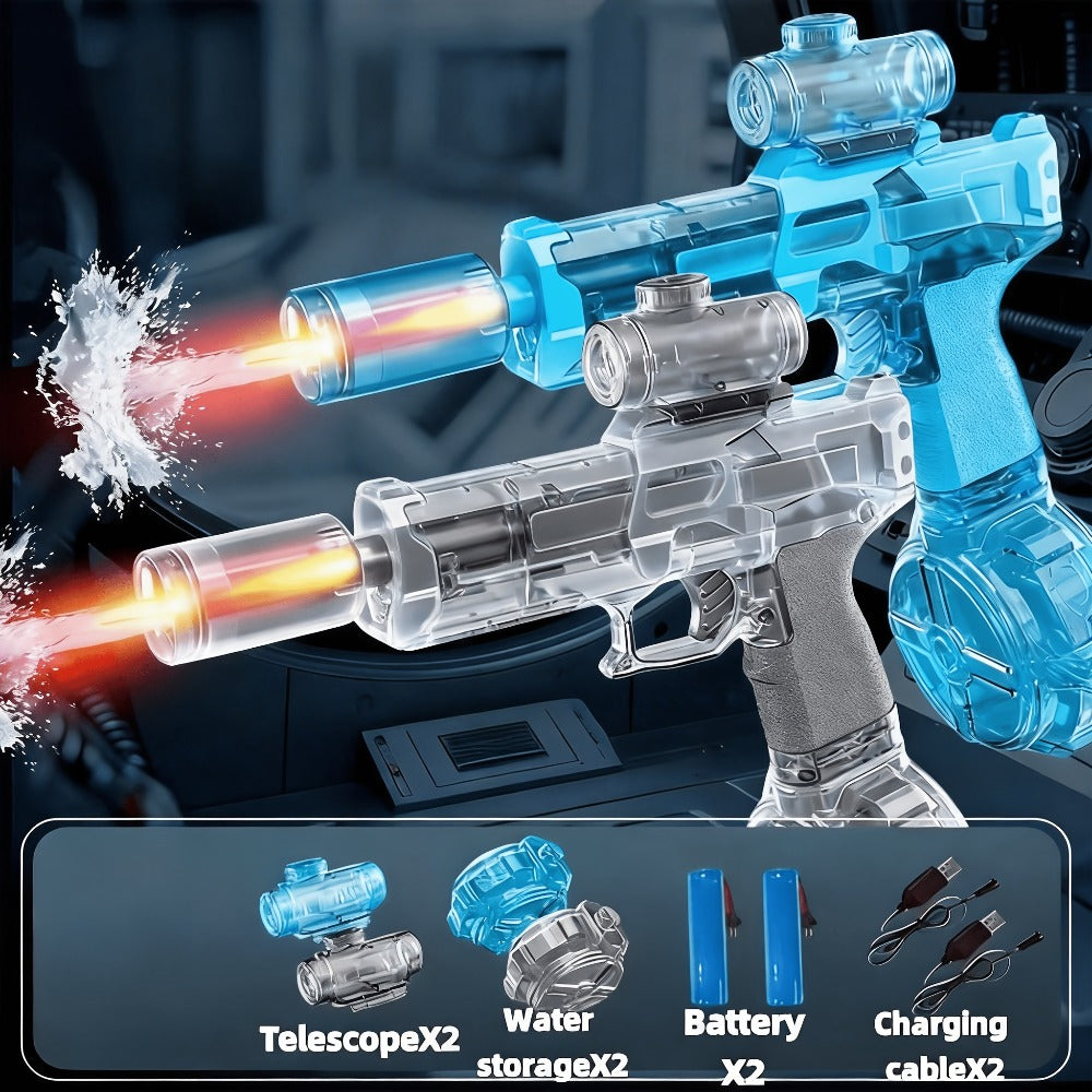 Automatic Water Gun 2 Pack for Kids with LED Lights – High-Speed Ultra-Long Range Squirt Gun Set for Boys & Girls, Summer Outdoor Toy & Best Birthday Gift