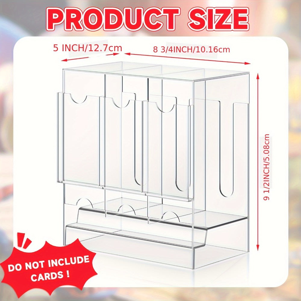 Booster Pack Dispenser Acrylic 3 Slots Clear Display Stand – Trading Card Pack Organizer Rack for Pokemon MTG Yu-Gi-Oh Sports Cards, Card Shop Counter Display Storage