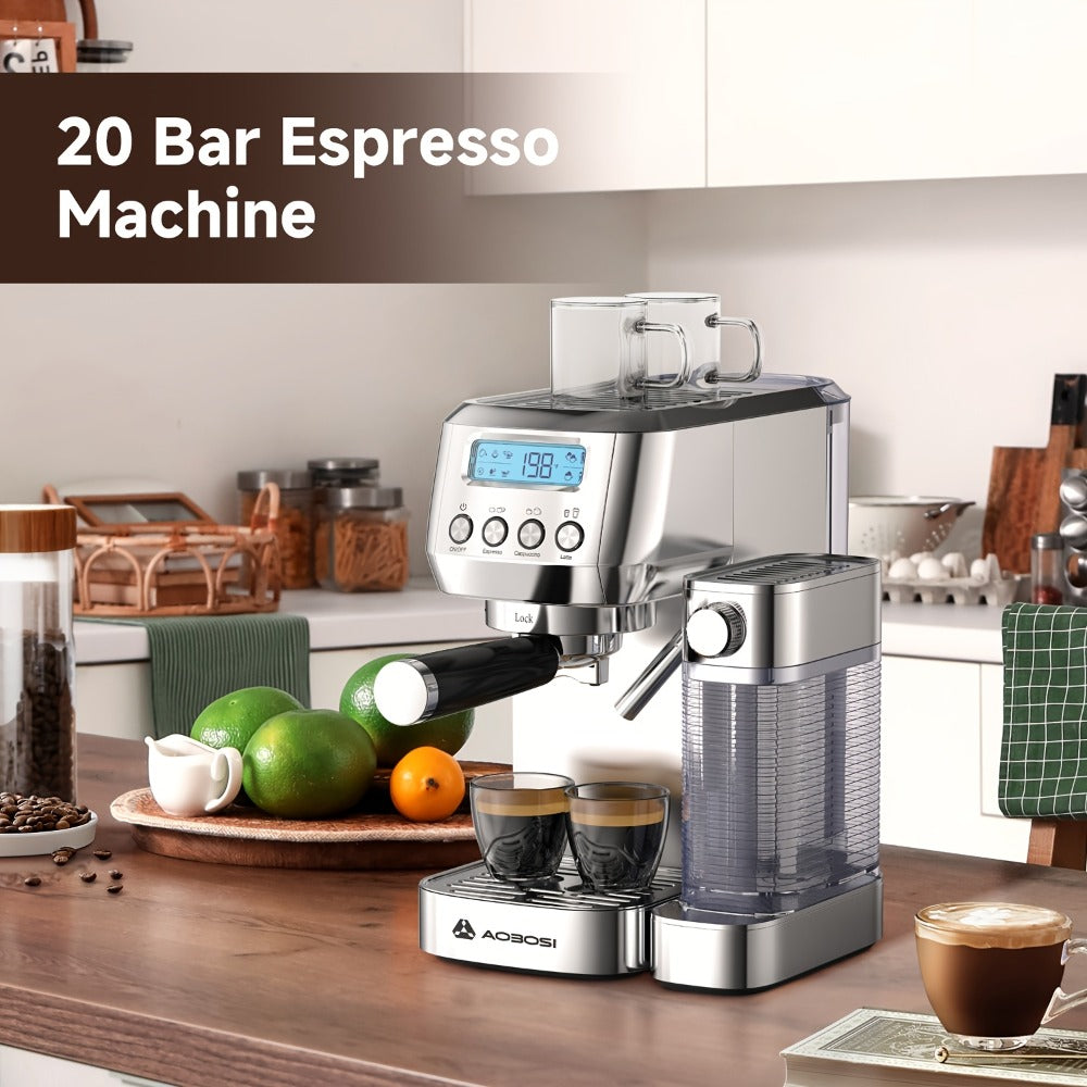 Espresso Machine 20 Bar with Automatic Milk Frother – Dual Boiler Coffee Maker, Touch Control, Cappuccino & Latte Machine with Dual Wall Filters, Includes Milk Frother, Easy to Use for Home & Gifts