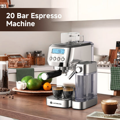 Espresso Machine 20 Bar with Automatic Milk Frother – Dual Boiler Coffee Maker, Touch Control, Cappuccino & Latte Machine with Dual Wall Filters, Includes Milk Frother, Easy to Use for Home & Gifts