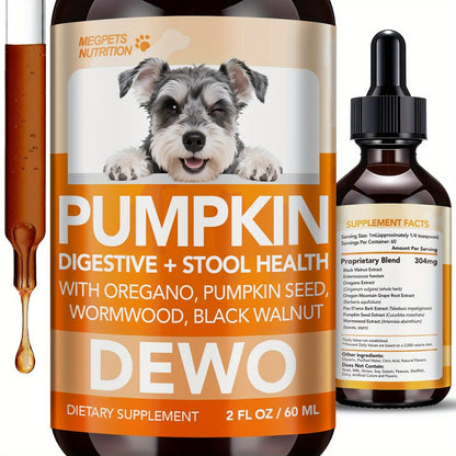 Pet Gut Wellness Drops with Black Walnut & Pumpkin Seed - Digestive Supplement for Dogs & Cats, Flora Balance, Intestinal Cleanliness & Overall Vitality, Natural Formula, 2 fl oz